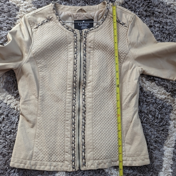 Carmin Faux Leather Jacket Chain Detailing Size L - Picture 5 of 5